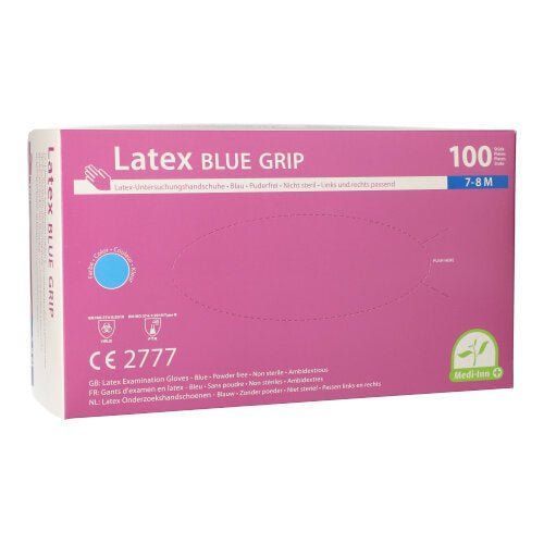 Medi-Inn Latex blue grip Einmalhandschuhe 100 St Verband, 100 stk, Medi-Inn