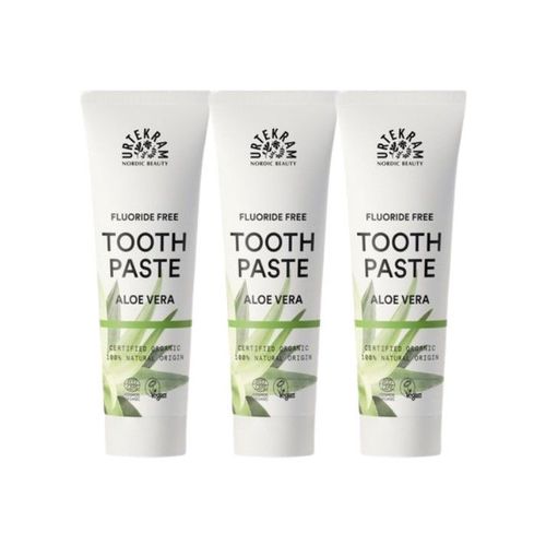 Urtekram Zahncreme Aloe Vera Zahnpasta Fluoridfrei 3x75 ml Tube, 225 ml, Urtekram