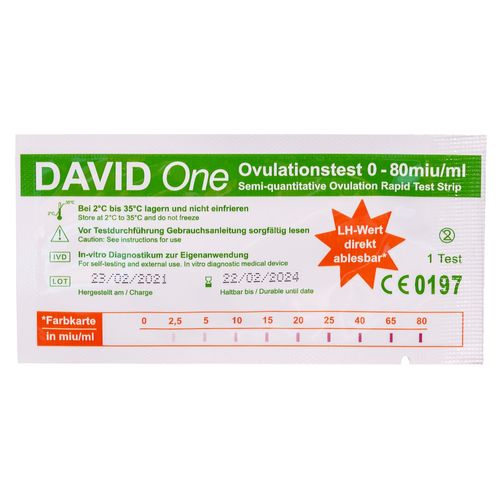 David One Ovulationstest Streifen 0-80 miu/ml mit LH Anzeige 50 St, 50 stk, David