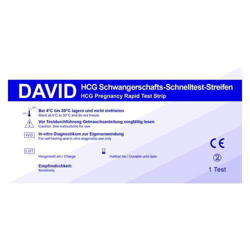 David Schwangerschaftstests Streifen HCG Schnelltest 20 St, 20 stk, David