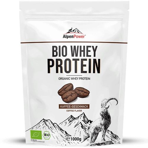AlpenPower Bio Whey Protein- Kaffee 1000 g Pulver, 1000 g, Alpenpower
