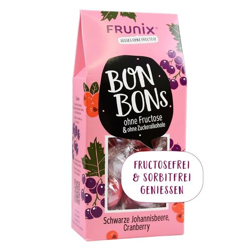 Frunix Bonbons ohne Fructose & Zuckeralkohole, Sorte Johannisbeere-Cranberry 90 g, 90 g, FRUNIX