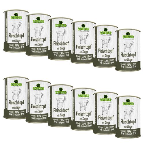 Schecker Fleischtopf mit Ziege - getreidefrei glutenfrei in Deutschland herstellt 12x410 g Futter, 4920 g, Schecker