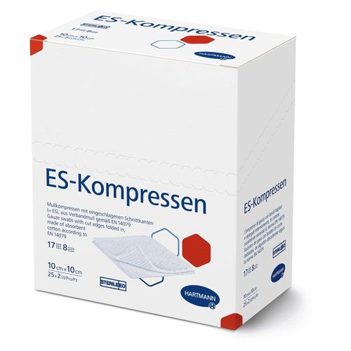 Hartmann ES Mullkompressen steril 10 cm, 17-fädig, 8-fach 25x2 St, 50 stk, Hartmann