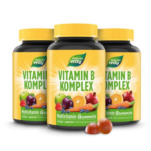 Nature's Way Vitamin B Komplex Gummies - hochdosiert B1 B2 B3 B5 mit C & Folsäure 180 St Fruchtgummi, 180 stk, Nature's Way