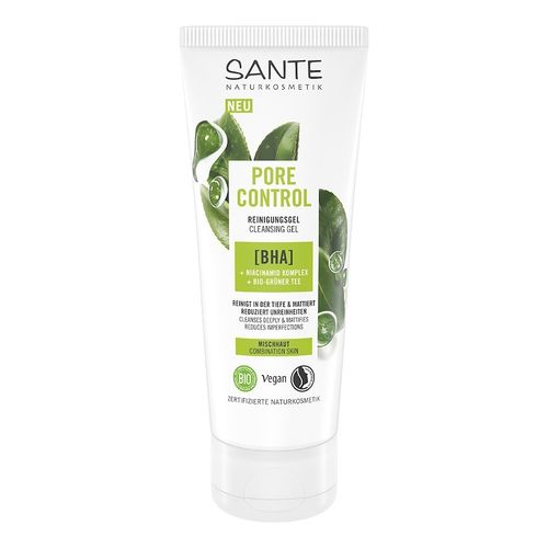 Sante - Pore Control Reinigungsgel mit BHA, Niacinamid Komplex & Bio-Grüner Tee 100 ml, 100 ml, Sante