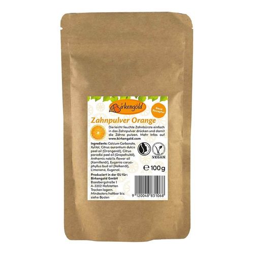 Birkengold - Zahnpulver - Orange Nachf&uuml;llpack 100g Zahnpasta, 100 g, Birkengold