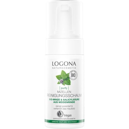 Logona - Purify Mizellen Reinigungsschaum Bio-Minze & Salicyls&auml;ure aus der Weidenrinde Gesichtswasser 100 ml, 100 ml, LOGONA