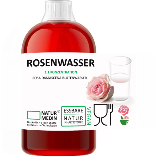 NATURMEDIN® Rosenwasser LEBENSMITTEL, 1000 ml, Naturmedin