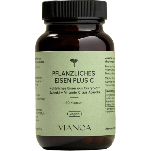 Pflanzliches Eisen plus Vitamin C, 60 Stk., VIANOA Health GmbH