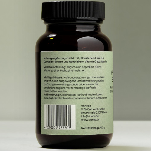 Pflanzliches Eisen plus Vitamin C, 60 Stk., VIANOA Health GmbH