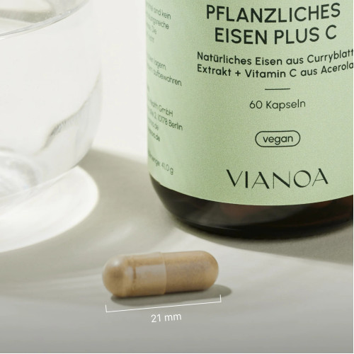 Pflanzliches Eisen plus Vitamin C, 60 Stk., VIANOA Health GmbH