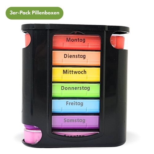 Frohbach 7-Tage-Tablettenbox Schwarz, 3 Stk., Frohbach