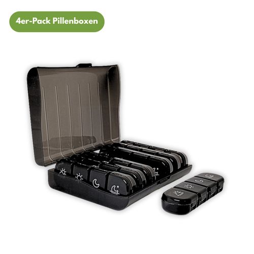 Frohbach 7-Tage-Tablettenbox 4 F&auml;cher pro Tag, Schwarz, 4 Stk., Frohbach