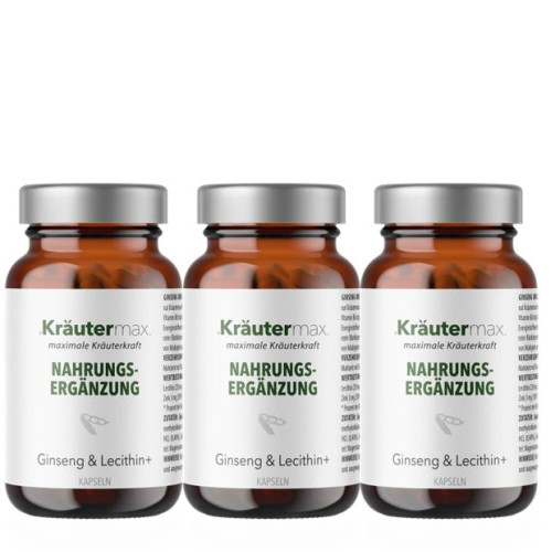 Ginseng und Lecithin+ Kapseln 3 x 60 St&uuml;ck AKTION, 180 Stk., Kr&auml;utermax